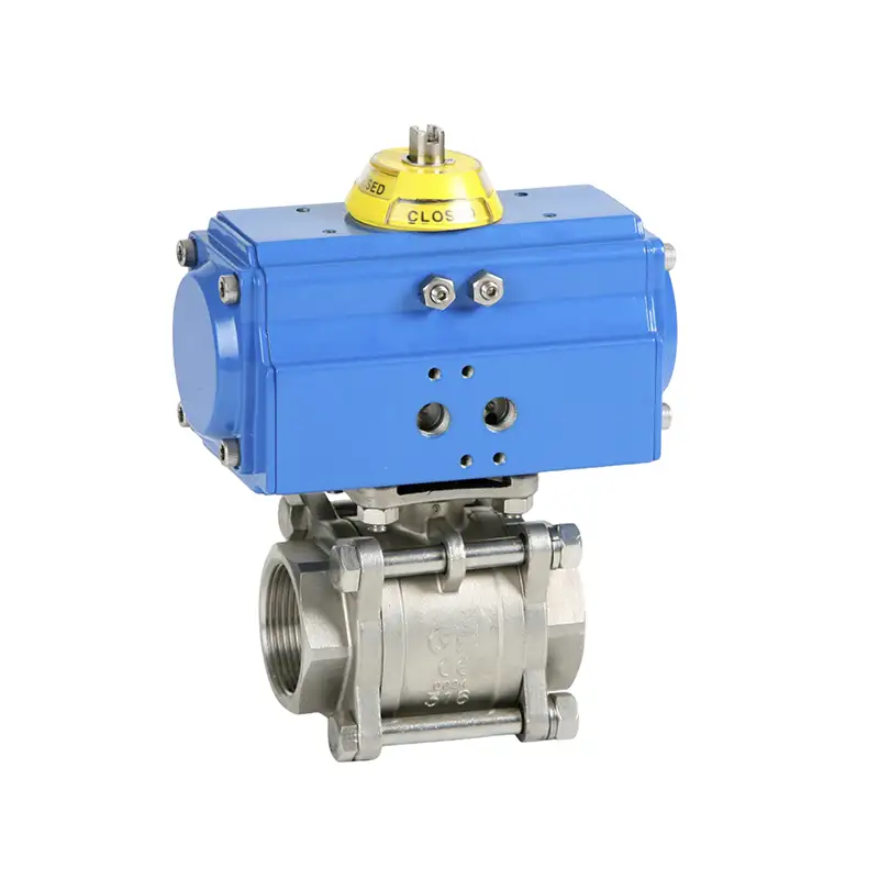 Válvula de bola roscada de acero inoxidable con actuador